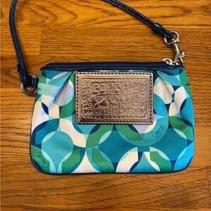 Coach Poppy Blue and Green Wristlet
